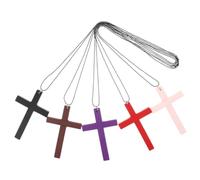 5pcs Wood Cross Necklace with Adjustable String for Men Everyday Wear | Natural Wood Texture, Lightweight Comfortable Design, Wall Ornament or Car Rearview Mirror Hanging