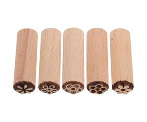 5pcs Wood Flower Stamp for Scrapbook Card Making and Coloring