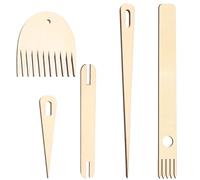 5PCS Wood Hand Loom Stick Set, Wood Weaving Shuttles and Needle Weaving Needles Wooden Shuttle for Knitting Sewing Making DIY Crafts Tools