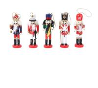 5pcs Wood Nutcracker Soldier Hanging Ornament Set of Five 12cm Classic