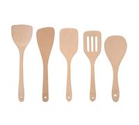 5Pcs Wood Spatula Spoon Set, Cooking Utensils Kit, Eco - Friendly Non - Stick Pan Cooking Tools with Hanging Holes, Natural Wooden Kitchen Utensils for Home Cooking