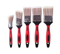 5Pcs Wood Stain Brush Pack, Angled Sash Paint Brushes, House Painting Emulsion Gloss Staining Brushes, Wall Touch Up Furniture Varnish Brush for Wall,Ceiling&Paint Decor, Cutting In & Smooth Finish