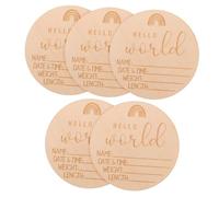 5pcs Wooden Baby Announcement Signs Round Photo Props