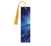 5pcs Wooden Bookmark Set - Handcrafted Poplar Wood Bookmarks with Tassels Blue Universe Space Galaxy Bookmarks Ornament Artistic Reading Accessories Gift for Book Lovers