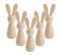 5PCS Wooden Bunny Dolls Easter Rabbit Statue DIY Hand-Painted Bunny Puppet Unfinished Wooden Peg Dolls Blank Animal Puppet for Graffiti for Easter Egg Fillers Party Favors DIY Painting Decorations