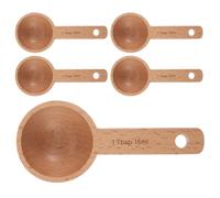 5pcs Wooden Coffee Spoon 15ml 1 Tbsp Measuring Scoop for Beans | Head, Smooth Polished Edges, Natural Grain Finish, Fits Jars for Tea Making and Espresso Filters