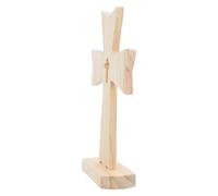 5pcs Wooden Cross with Base Hand-Carved Tabletop | Natural Wood Grain with Smooth Finish, Layered Three-dimensional Design, Safe for Adults, for Festive Occasions