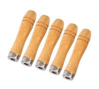 5Pcs Wooden File Handles, Wooden File Handle with Strong Metal Collars, Wooden File Handle 90 mm for Files 4-6 Inch Hole