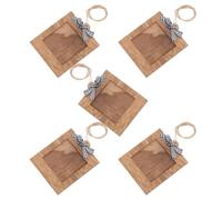 5pcs Wooden Hanging Picture Frame Ornament with Bowknot for DIY Crafts