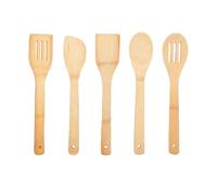 5PCS Wooden Kitchen Utensils for Non-Stick Cookware Tool Set Complete Set of Accessories Bamboo 30CM Spoon Spatula Turner Non-Toxic Deformable Durable Ergonomic Design
