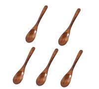 5pcs Wooden Spoons, Small Serving Spoons Wooden Teaspoon Durable Kitchen Serving Spoon Scooper,Eco Friendly Table Spoon,Wood Soup Spoons Set for Cooking, Condiments, Honey,Eating Mixing Stirring