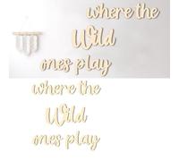 5PCS Wooden Wall Art Letters Nursery Decor Where The Wild Ones Play Quote Safe Durable Lightweight DIY Hanging Signs for Kids Bedroom Playroom