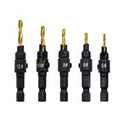 5pcs Woodworking Drill Hex Shank 2 Flute Carpentry Bits Countersink Bit Set For Wood,Screw Hole Opening