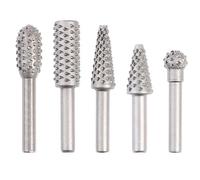 5pcs Woodworking Rotary Files Set - High-Speed Steel Grinding Heads for Wood Carving and Embossing(Silver)