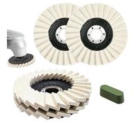 5Pcs Wool Felt Flap Polishing Disc Abrasives Buffing Compound Wheel Set, Wool Polishing Pad for Angle Grinder Metal Marble Stone Furniture Mirror Finish