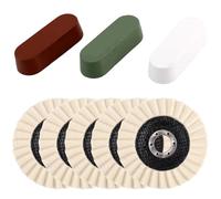 5pcs Wool Felt Flap Polishing Discs & 3pcs Buffing Polishing Pad Cutting Compound Set, 115mm/4.5in, Felt Aluminum Polish Wheel Disc Kit for Angle Grinder Mirror Finish