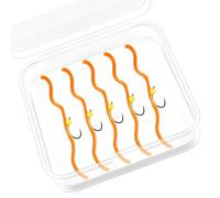 5Pcs Worm Fly Lures Combo Squirmy Wormy Fly Fishing Bionic Worm Lure for Freshwater Saltwater Fly Fishing Flies(Orange)