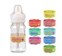 5pcsPersonalized Name Silicone Cup Cover,Custom Water Bottle Name Strap,Engraved Name Baby Bottle Strap (for Daycare, School)