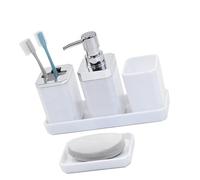5Piece Bathroom Organizers Set Including Soap Dispenser Toothbrush Holder Tumblers Vanity Tray And Multipurpose Holders Bathroom Decors Set