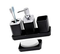 5Piece Bathroom Organizers Set Including Soap Dispenser Toothbrush Holder Tumblers Vanity Tray And Multipurpose Holders Bathroom Decors Set