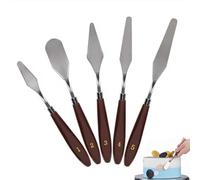 5piece Cake Spatula Set - Stainless Steel Cake Knife - with Frosting Spatula - Palette Knife and Pallet Knife - Suitable for Cake Decorating, Art Painting, Baking, and Fondant Work