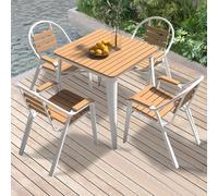 5Piece Outdoor Dining Set Garden Furniture with Table & 4 Chairs for Patio Balcony & BackyardNatural Finish 60cmPerfect for Lawn Gatherings & Alfresco Dining