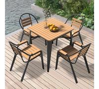 5Piece Outdoor Patio Dining Set Garden Table & 4 Chairs Stylish Backyard Furniture for Lawn & Balcony Black 75cmPerfect for Alfresco Dining