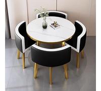 5Piece Round Dining Table Set with 4 Chairs Perfect for Kitchen & Dining Room Stylish Breakfast Bar Furniture 80x75cm (31.5x29.5in) Conference Table