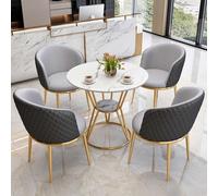5Piece Small Conference Table Set with High Back PU Leather Chairs Office Reception Room Negotiation Table for 4 Stylish Dark Gray & Gray Design for Home & Kitchen