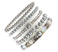 5Piece Sparkling Crystal Bead Set Luxurious Crystal Beaded Bracelets For Women Who Love Handmade Jewelry Stylish Beaded Arm Candy