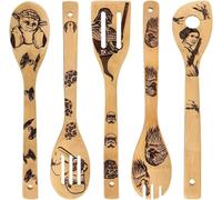 5Piece Wooden Utensils for Cooking, Durable & Nonstick Safe, Eco-Friendly,Ergonomic Stir, Mix, Scrape & Serve - Ideal for Gifting
