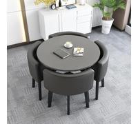 5PieceDiningTableSetwith4ChairsRoundSquareKitchenTableforLivingRoomOfficeBedroomStylish&VersatileW80cmFurnitureEnsemble