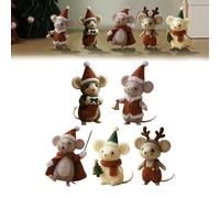 5pieces Christmas Felt Mouse Ornaments, Handmade Felt Mice Christmas Decorations, Cute ChristmasSanta Mouse Figurines, Needle Felted Animal Ornaments For Cabinet, Windowsill, Bedside Table