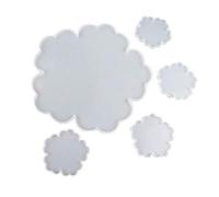 5Pieces Large Flower Shape Resin Molds Silicone Tray Geode Agate Platter Epoxy Art Molds for Casting Round