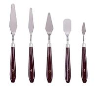 5Pieces Palette Knife Painting Stainless Steel Spatula Palette Knife Oil Paint Metal Knives Wood Handle,Painting Mixing Scraper Mental Pallet Knife for Acrylic Painting DIY Scrapbooking Card Making