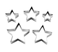 5Pieces Stainless Steel Star Cookie Cutter, Star Cookie Cutter Set, Small Star Cutters for Fondant, Star Cake Pie Molds, Star Shaped Mince Pie Cutters Fondant Cake Cookie Cutter for Kids Parties