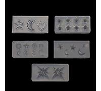 5Pieces Star for Sun Resin Epoxy Casting Silicone Crystal Pendant Jewelry Filler Making Mold Craft Hand Jewelry Molds for Pressed Flowers