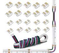 5pin 12mm/0.47in COB RGBCCT kit- 10pcs Transparent Gapless Solder Board to Board,10pcs Strip to Wire Connectors,2M Long 24AWG Extension Wire for COB RGBCW LED Strip Lights (5pin 24awg kit)