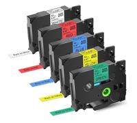 5PK 12mm Multi Colored Label Tape Compatible With Tze 231 431 531 631 731 Laminated Tape For Printers Like PTD410 PTD460BT(5PK Mixed Color)