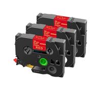 5PK 12mm Satin Ribbon Tape Compatible with Printer Supplies R231 RE34 RN34 R234 RW34 R531 Label Printer Models for Part Number R231 RE34 RN34 R234 RW34 R231 R531(3PK Gold on Red)