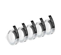 5PK 9mm 3D Embossing Tape Plastic Adhesive Compatible with B90 Label Maker 12965 E101 Machine(Black)