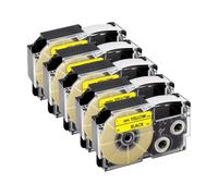5PK 9mm XR12WE Compatible Label Tape Works With XR-12WE XR-12YW XR-9WE XR-9YW XR-12X Fits KL-60 KL-60SR KL-100 Label Maker(Black on Yellow)