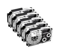 5PK 9mm XR12WE Compatible Label Tape Works With XR-12WE XR-12YW XR-9WE XR-9YW XR-12X Fits KL-60 KL-60SR KL-100 Label Maker(Black on White)