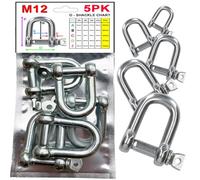 5pk Dee Shackles Various sizes M5 M6 M8 M10 M12 or a unique selection pack. Galv Steel + Zinc coated in a handy resealable storage pack. (M12mm(5pk))
