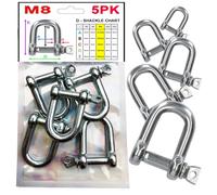 5pk Dee Shackles Various sizes M5 M6 M8 M10 M12 or a unique selection pack. Galv Steel + Zinc coated in a handy resealable storage pack. (M8mm(5pk))