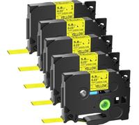 5PK Heat Shrink Tubes 5.8mm Compatible with Hse-611 Label Tape Black On Yellow Cartridge Cassette for Label Printers