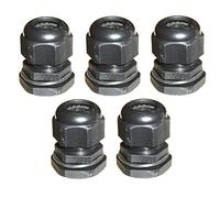 5pk M25 25mm TRS Stuffing Compression Glands for 12-15mm Cable Black, Waterproof IP68 with Locknut and Washer