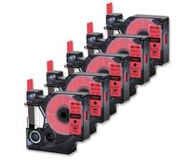 5PK Multi-Color Label 12mm Compatible with 45013 45016 45017 45018 45019 Cartridge Cassette for 100 LabelManager Printer(5PK Black on Red)