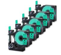 5PK Multi-Color Label 12mm Compatible with 45013 45016 45017 45018 45019 Cartridge Cassette for 100 LabelManager Printer(5PK Black on Green)