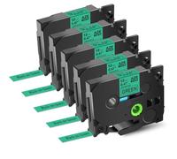 5PK Multi Colored Label Tape 12mm Compatible With Tze 231 431 531 631 731 Laminated Tape For PTD410 PTD460BT Printer(5PK Black on Green)